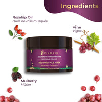 Pilgrim Red Vine At-home Facial Kit with Eco-friendly Jute Bag | Instant Glow | Set of 4: Face Toner ,Face Scrub ,Face Cream, Face Mask | Vegan | Cruelty Free | Skincare