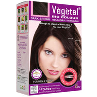Vegetal Bio Hair Colour - Dark Brown 150g Achieve Natural, Ammonia-Free Hair Color PPD-Free, 100% Herbal Certified Organic for Men and Women UV Protection and Luster Maintenance Complete Kit
