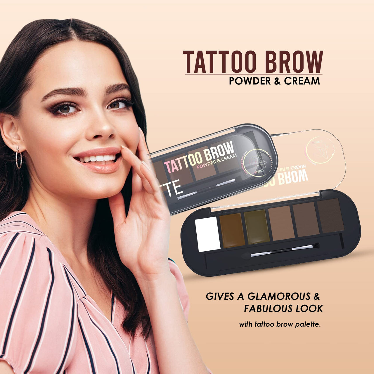 Shryoan Eyebrow Powder with angled eyebrow brush and Spoolie | Long Lasting & Water Proof | (Multi color)