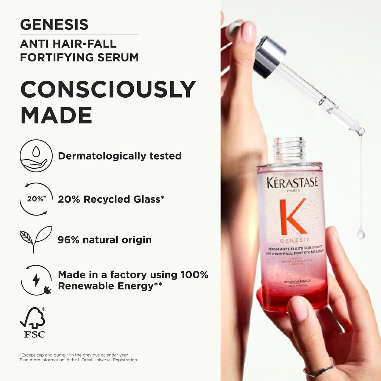 Kérastase Genesis Anti-Hair Fall Serum 90ml | Hair Serum for Hair Fall Control | Strengthens Hair | Infused with Aminexil 1.5%, Ginger Root & Caffeine