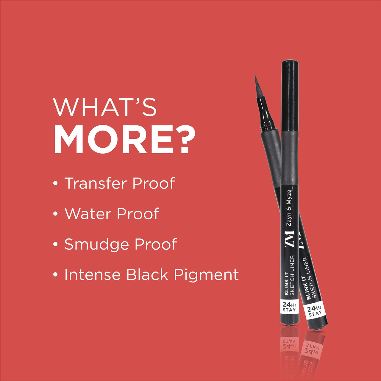ZM Sketch Eyeliner, Flexi-tip Applicator, Quick-drying Formula, Long-lasting Eye Makeup, Jet Black, 1.6ml