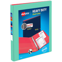 Avery Heavy-Duty Dual Color 3 Ring Binder, 1/2 Inch Slant Rings, Mint/Coral View Binder (17881) .5