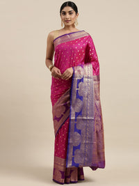 Pandadi Saree Women's  Banarasi Silk Saree With Unstitched Blouse Piece