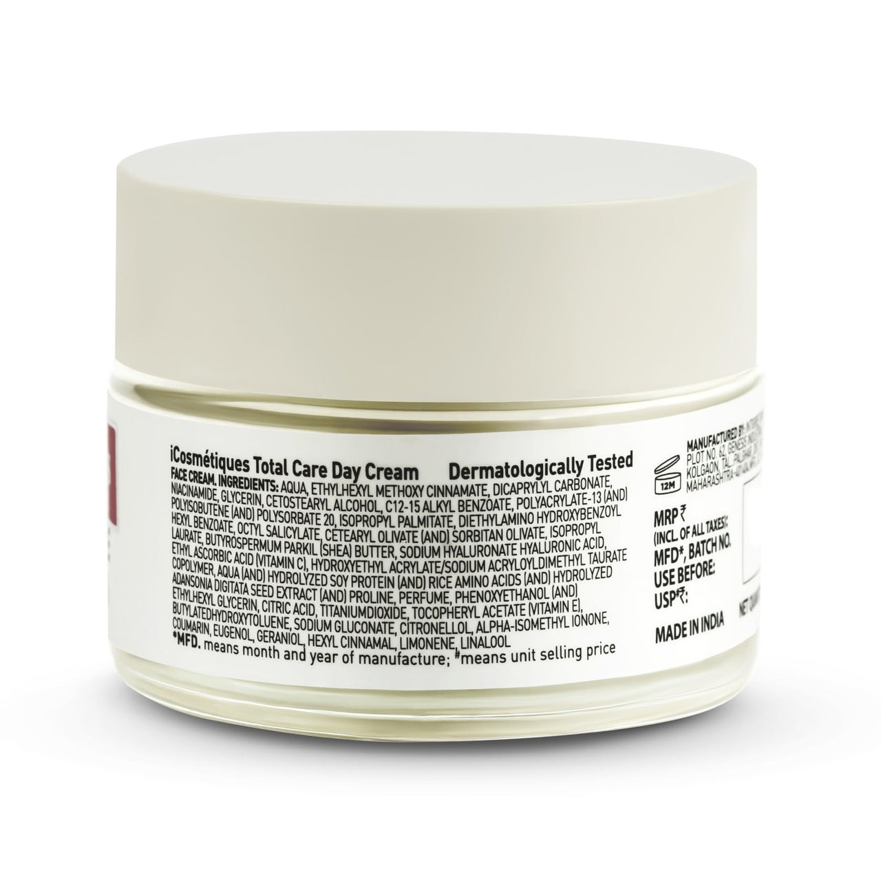 iCosmetiques Day Cream |Vitamins B3, C, E |Shea Butter & Glycerin |SPF Protection with 4 Sunscreens for Glowing Skin |Mineral Oil & Silicone Free |Unisex Total Care Formula |50g