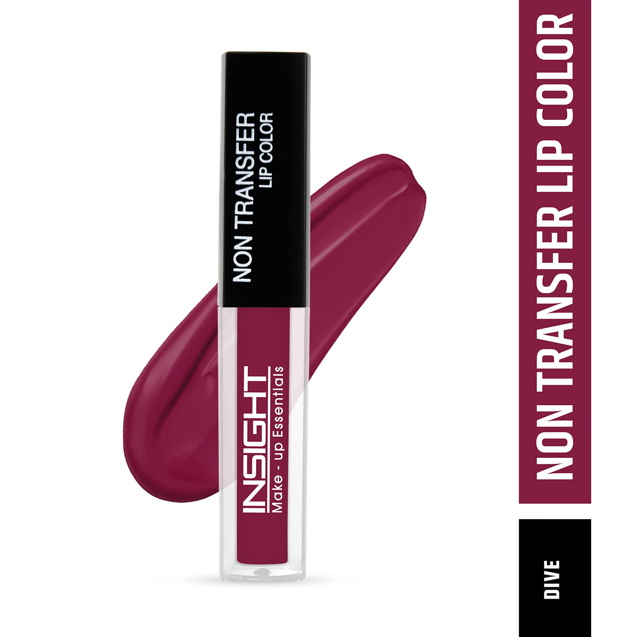INSIGHT Cosmetics Liner Express Eye Pen, Black(Matte), 1.5g (Black) & Insight Non Transfer Lip Color, Matte Finish, 4ml (19 Dive)
