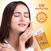 Iba Ubtan Sunscreen SPF 50 PA++++ with Turmeric, Saffron, Sandalwood – 50g | For UVA & UVB Protection | For All Skin Types