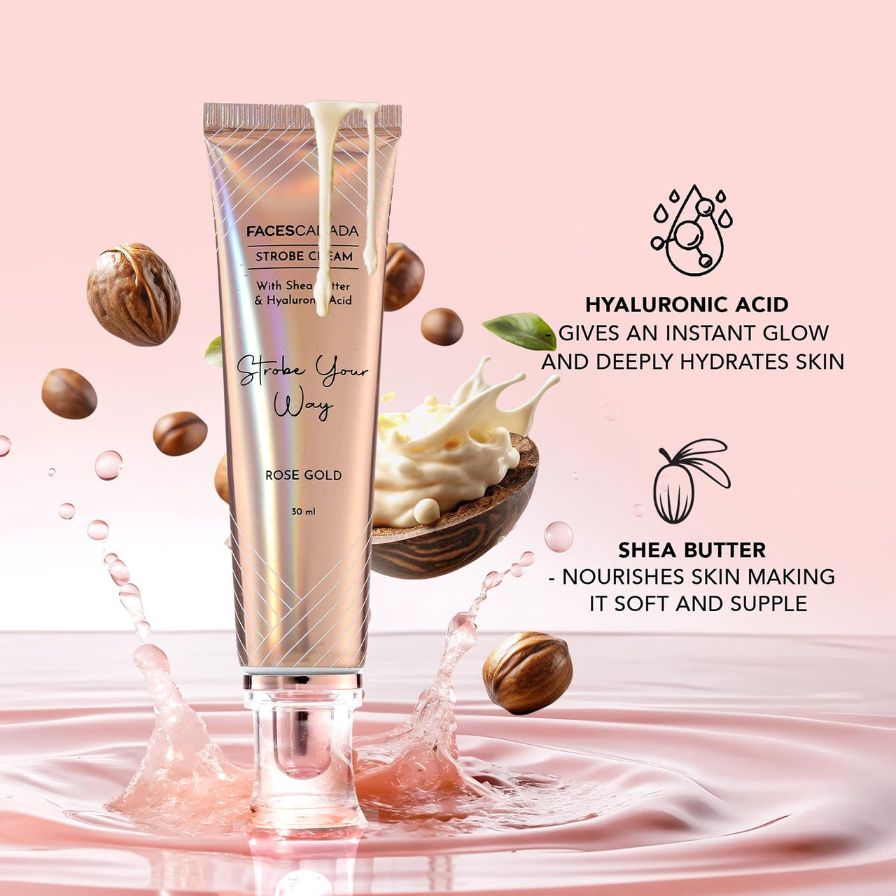 FACES CANADA Face & Eyes Duo | Silver Strobe Cream (30ml) & Black Magneteyes Kajal (0.35g) | Highlighter Glow | Waterproof & Smudgeproof | Makeup Combo Kit