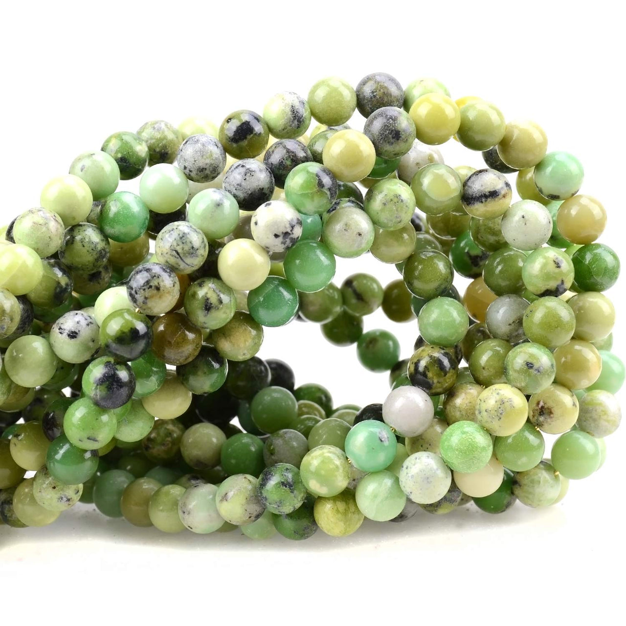 100Pcs Natural Crystal Beads Stone Gemstone Round Loose Energy Healing Beads with Free Crystal Stretch Cord for Jewelry Making (Australian Chrysoprase, 6MM) Australian Chrysoprase
