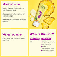 PLIX - THE PLANT FIX Pineapple Advanced Depigmentation Dewy Sunscreen SPF 50 PA++++ | Alpha Arbutin & Aquaxyl | Reduces Pigmentation, Protects from UV & Blue Light, Hydrates Skin | Vegan & Paraben-Free | 50g