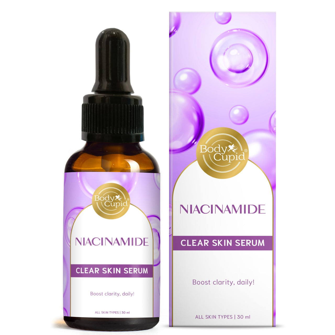 Body Cupid Niacinamide Serum - Niacinamide Balancing B3 Facial Serum for Acne, Tone, Texture - Brightening and Hydrating Skincare for Face | 30 ml | All Skin types