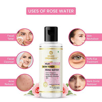 KHADI ORGANIQUE Pure & Natural Rose Water/Skin Toner|Anti-Acne Gulab Jal To Keep Skin Scented & Moisturized|Balances Ph Levels & Soothes Itchiness|For Men & Women Of All Skin Types - 210Ml