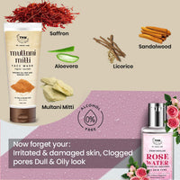 TNW-The Natural Wash Multani Mitti Face Wash (100ml) & Steam Distilled Rose Water (100ml) | Face Wash and Rose Water/Makeup Remover for All Skin Types | Combo