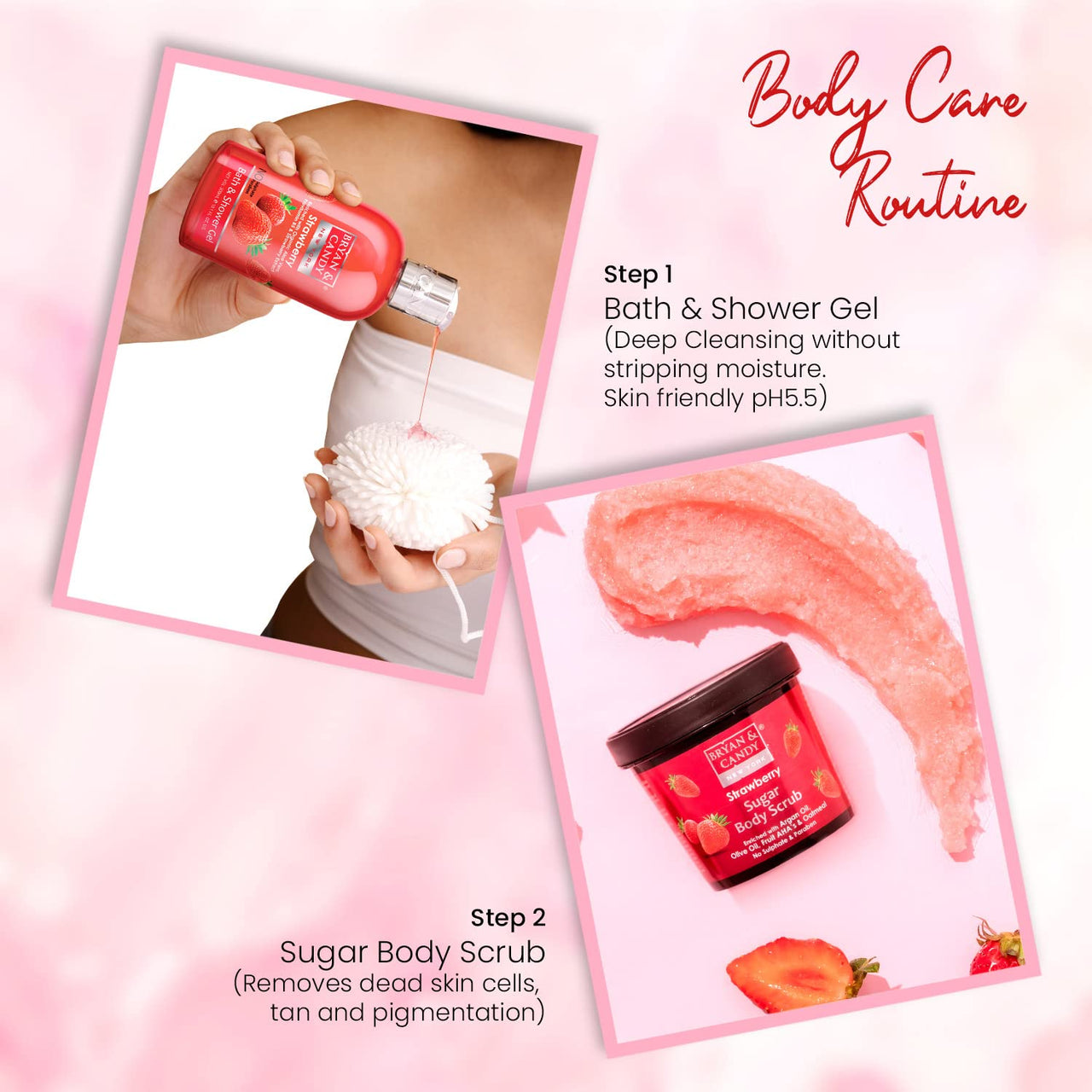 Bryan & Candy Strawberry Bath Tub Essentials| Gift Set For Women And Men | Complete Home Spa Experience