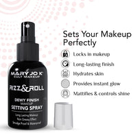 Mary Jo K Fizz & Roll Dewy Finish Makeup Setting Spray, Waterproof, Long Lasting, Non-Greasy, Black
