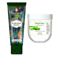 Passion Indulge Natural Kumkumadi Cleanser 100ml & Aloe Vera Gel For Skin 200ml Combo Pack