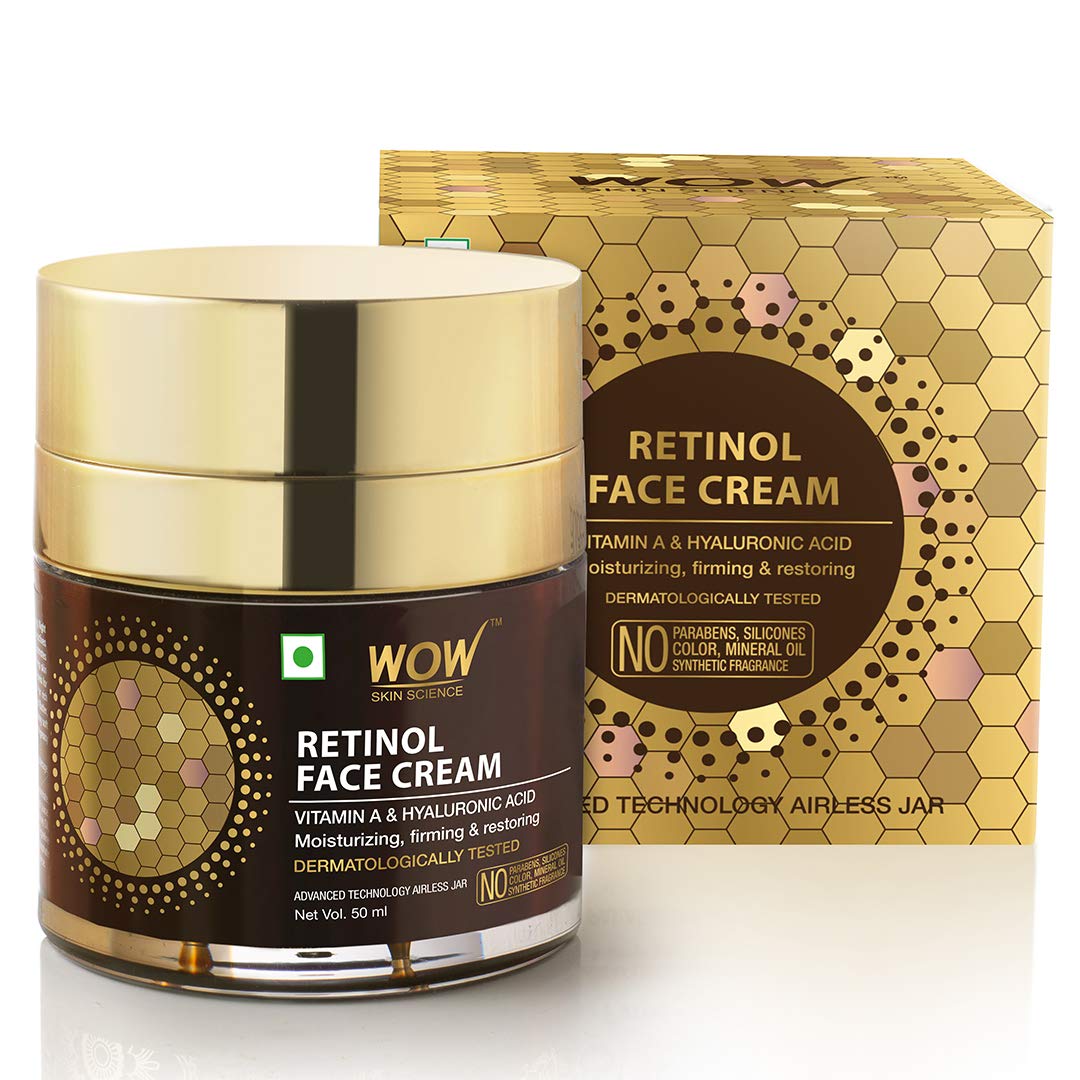 WOW Skin Science Retinol Face Cream - Oil Free, Quick Absorbing - For All Skin Types - No Parabens, Silicones, Color, Mineral Oil & Synthetic Fragrance, 50 ml