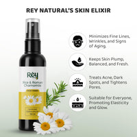 Rey Naturals Aqua Range | Roman Chamomile Plus Rice Toner For Glowing Skin - 100ml | Non-Oily Rice Water Toner Korean For Women & Men | Toner For Clear, Glass & Smooth Skin | For All Skin Types