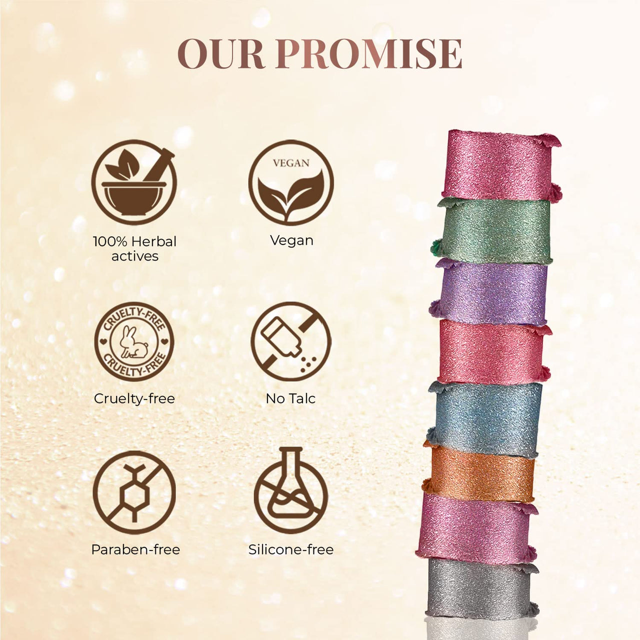 Just herbs 8 in 1 Herbal Metallic-shimmer finish, Long Lasting & Ultra Smooth Eye Shadow Lidsticks with Kumkumadi - 12gm (Herbi -Wore)