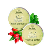 Nat Habit Mint Rosehip Lip Balm Fresh Infused Lip Butter With Desi Ghee & Raw Honey For Lip Pigmentation, Lightening, Lip Repair, Dark And Chapped Lips - 10gm (Pack of 2)