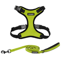 Voyager Step-in Lock Dog Harness w Reflective Dog Leash Combo Set with Neoprene Handle 5ft Supports Small, Medium and Large Breed Puppies Cats by Best Pet Supplies Lime Green Black Trim, XL