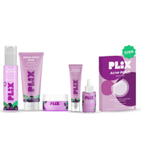 PLIX - THE PLANT FIX The Plan Fix | Jamun Active Acne Regime For Unisex, 2% Salicylic Acid Toner, Serum, Facewash, Moisturizer, & Gel With Free Acne Patch
