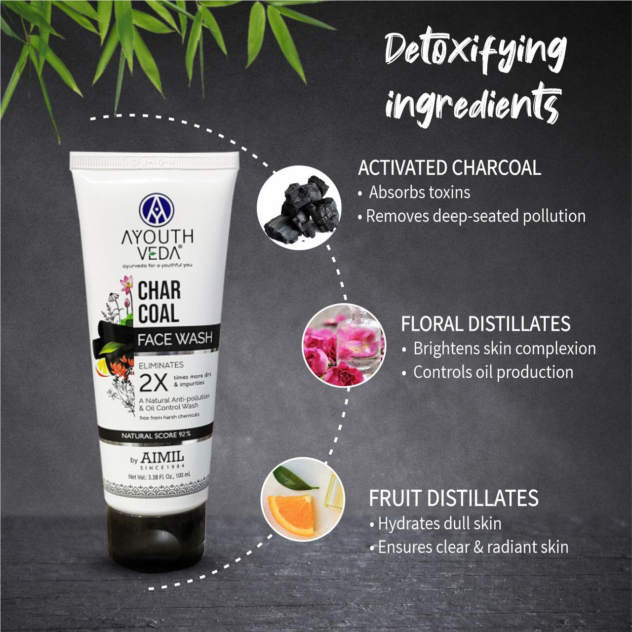 Ayouthveda Activated Charcoal 100 ml Face Wash for Women and Men