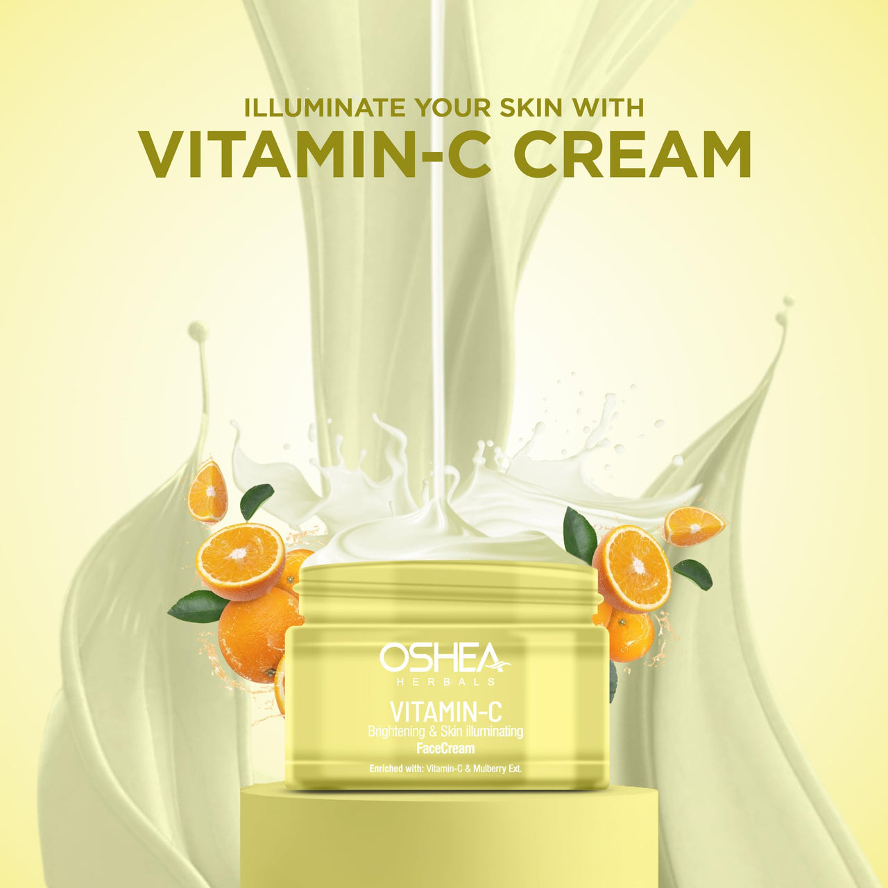 Oshea Herbals Brightening & Skin Illuminating Face Cream For All Skin Types | Hydrates, Fades Age Spots & Refines Texture| Enriched with Mulberry Extract & Vitamin C - 50 g