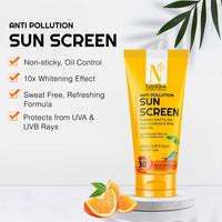 NutriGlow Advanced Organics Anti Pollution Sun Screen SPF 30 PA+++ With Aloe Vera Extract For Non Greasy Daily Moisturizer, Dry, Damage and Tan Free Skin, All Skin Types, 100 ml