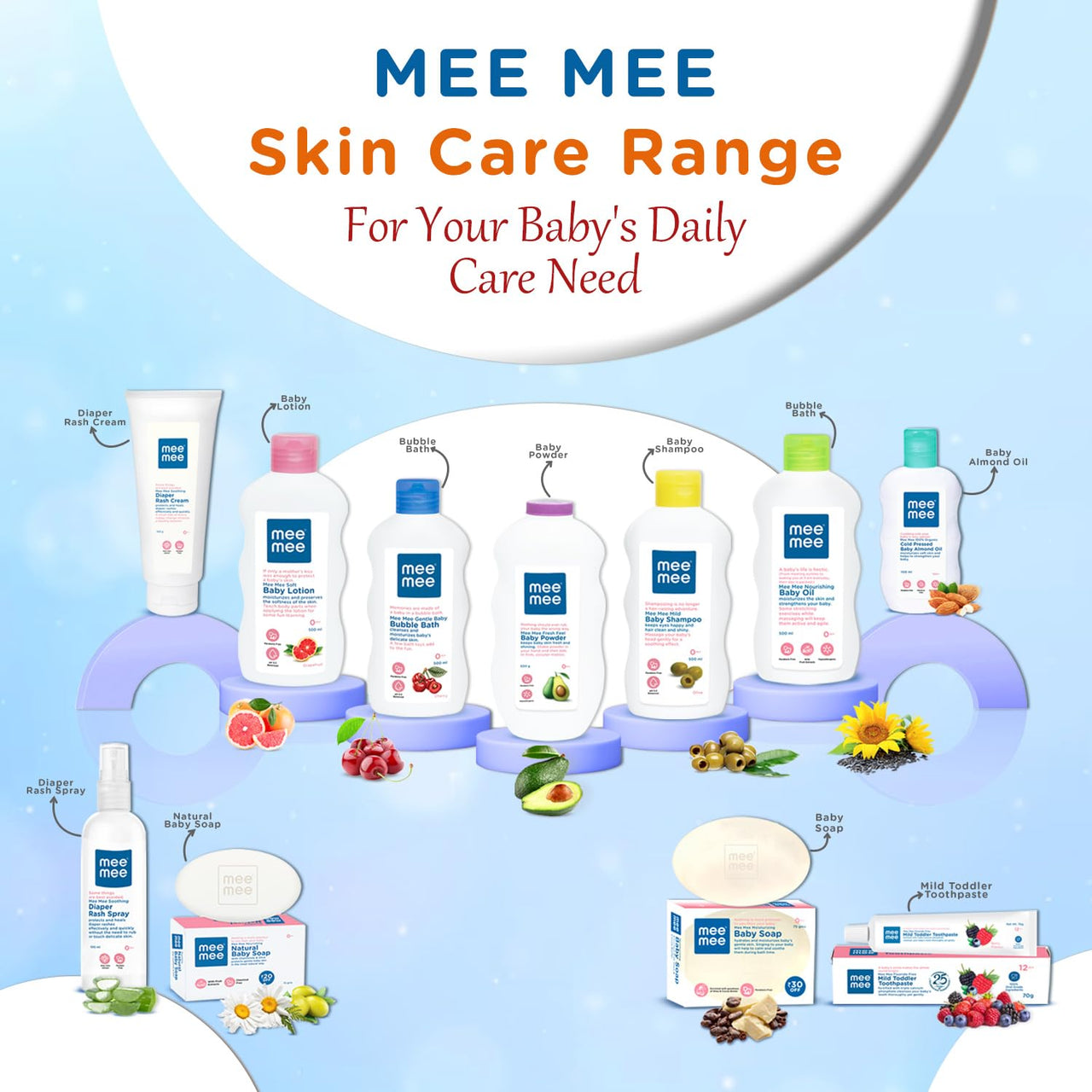 Mee Mee Baby Body Wash 400ml (Pack of 1) With Cherry & Fruit Extracts | Tear-Free Formula | Moisturizes and Soothes Skin | No Parabens | Infant Friendly Natural Head to Toe Baby Mild Bubble Bath Dermatologically Tested | pH balanced | All skin types