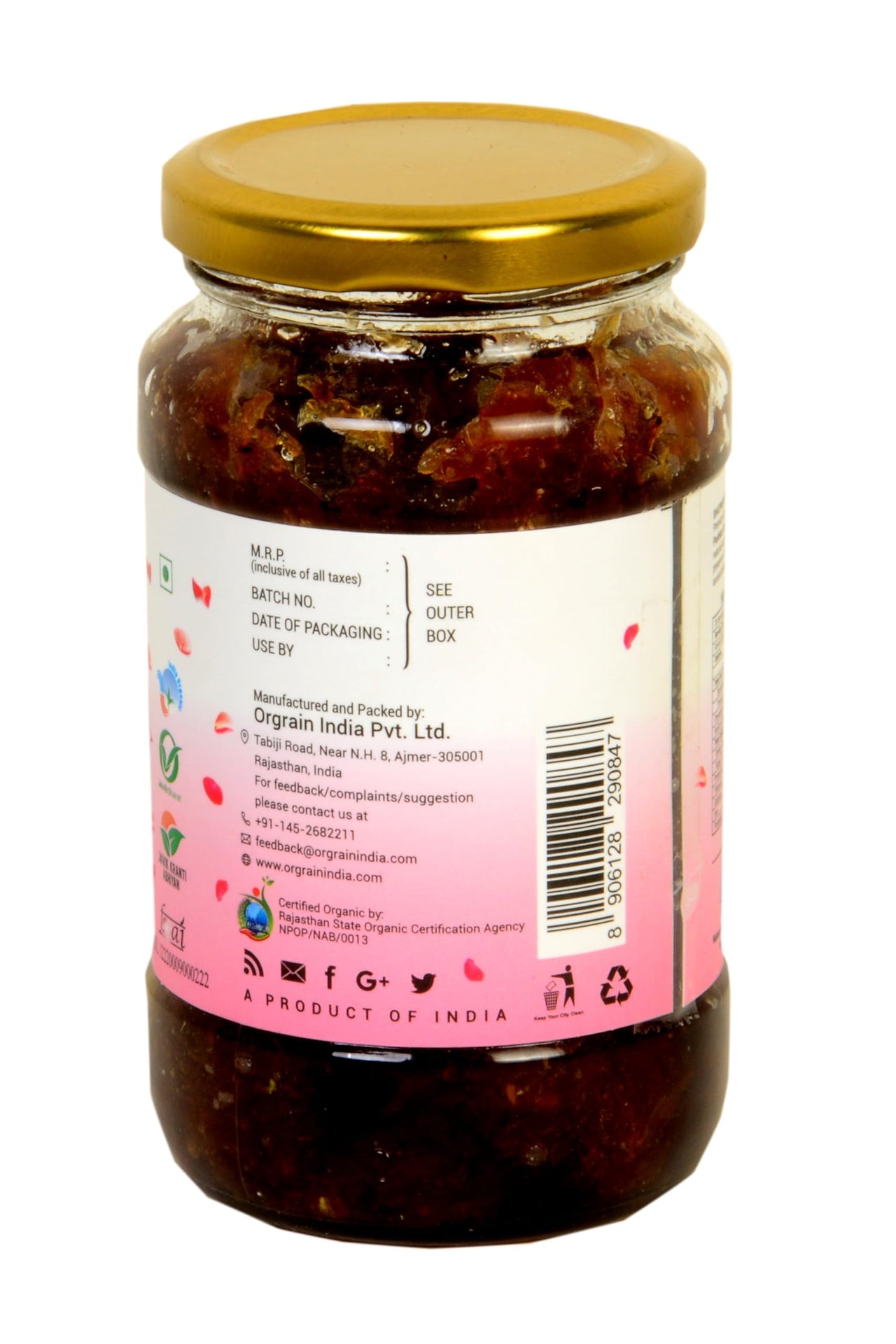 Orgrain India Organic Shatpatri Mishri Gulkand 400g