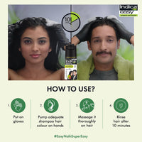 Indica Easy Do-It-Yourself Hair Color Shampoo Pump Pack with 5 Herbal Extracts and 100% Ammonia Free, Long Lasting Formula, 180 ML - Natural Black Colour (Gloves Included) (Pack of 2)