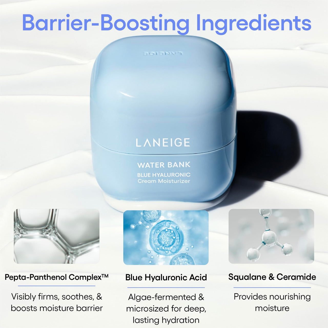 LANEIGE Water Bank Hyaluronic Acid Moisturizer Cream for Dry Skin | Moisturizer for Face | Lightweight Formula for Hydrated Skin | Face Cream for Men and Women | Korean Skincare-50ml