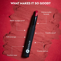SUGAR Cosmetics Matte Attack Lipstick for Women | Transferproof & Smudgeproof | Lasts upto 12hrs | Enriched With Jojoba Oil | 2gm - Plums N Roses