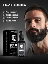 Mancode Ayurvedic Beard & Hair Growth Oil, 50ml | Natural hair oil for Thicker & Longer Beard | Beard Oil for uneven, patchy & Fast Beard Growth | 100% Natural