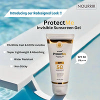 NOURRIR ProtectMe Sunscreen Gel SPF 50+, All Skin Types | Protection against UVA/UVB Rays | Water Resistant | Lightweight | Invisible | 50 gm.