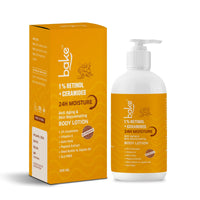 BAKE 1% Retinol + Ceramide Body Lotion For Dry, Aging Skin | Reduce Fine Lines & Wrinkles, Skin Tightening & Boosts Collagen Production | For Women & Men | 200Ml