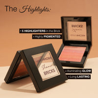 Hilary Rhoda Shimmer Bricks Highlighter Palette | Bronzers, Highlighters & Blushes | Highly Pigmented | Long Lasting & Illuminating Glow - 8.1g (Shade - 01)