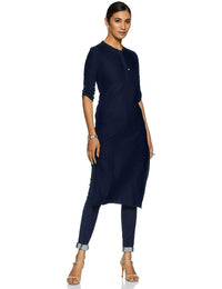 Aurelia Womens Mandarin Collar Solid Kurta