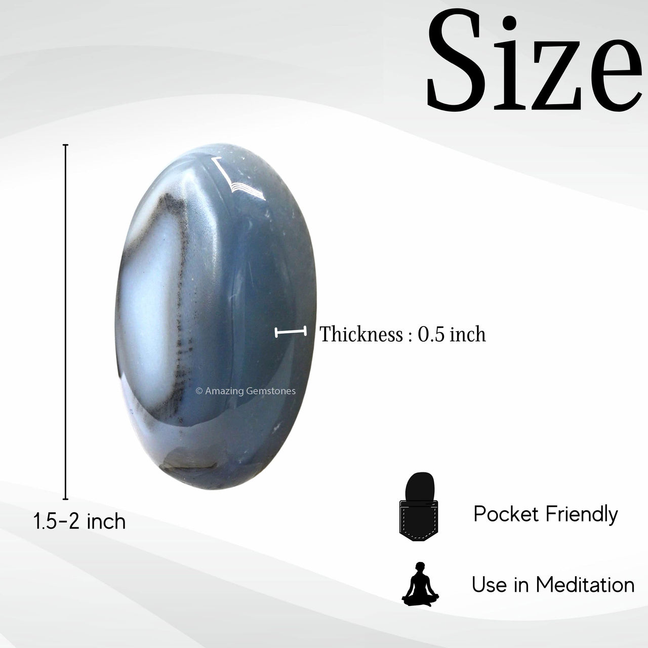 Dendrite Agate Palm Stone - Pocket Massage Worry Stone for Natural Body Chakra Balancing, Reiki Healing and Crystal Grid Dendrite Agate