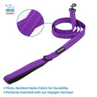Voyager Reflective Dog Leash Collar Set with Neoprene Handle Supports Small, Medium, and Large Breed Puppies, Cute and Heavy Duty for Walking, Running, and Training - Purple, M Leash Collar Set (Purple) Leash Collar Set (3/4