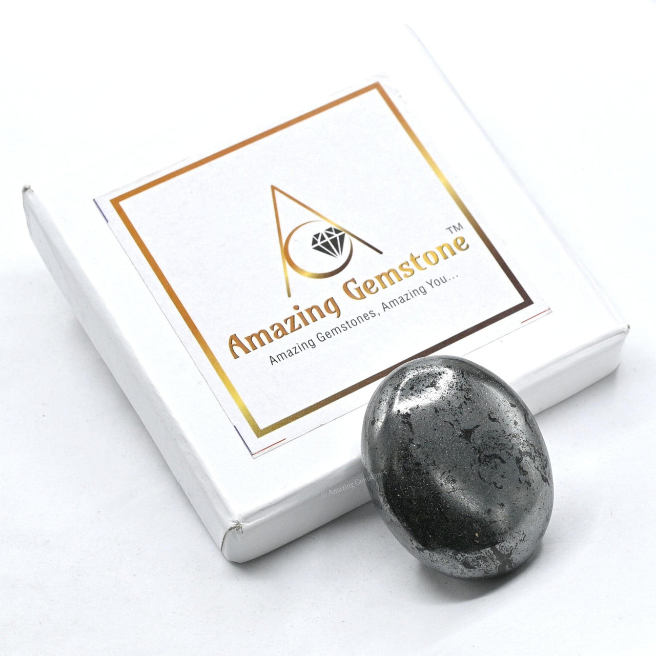 Hematite Palm Stone - Massage Worry Stone for Natural Body Chakra Balancing, Reiki Healing and Crystal Grid Hematite