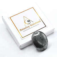 Hematite Palm Stone - Massage Worry Stone for Natural Body Chakra Balancing, Reiki Healing and Crystal Grid Hematite