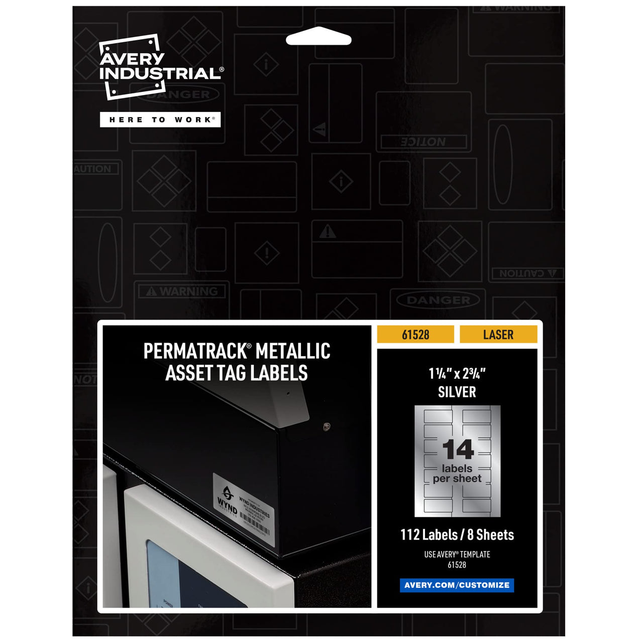 Avery Metallic Asset Tag Labels, 1-1/4 x 2-3/4", Laser Printable Tags, 112 Waterproof Labels (61528) 1-1/4" x 2-3/4"