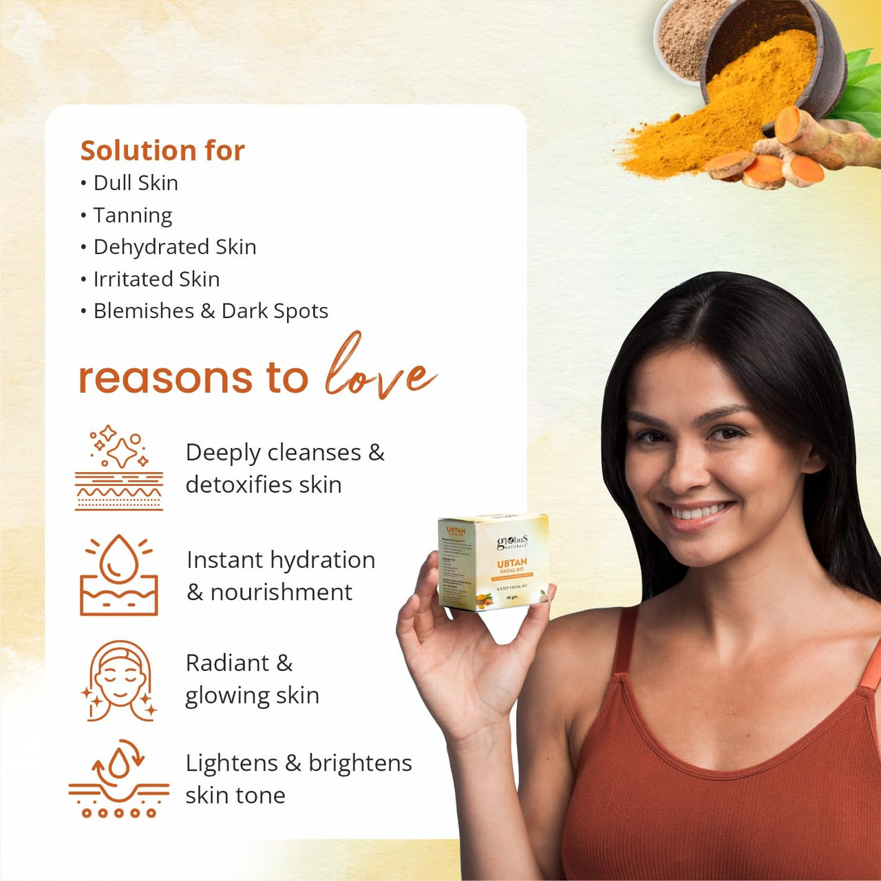 Globus Naturals Facial Kit Combo-Skin Lightening Ubtan & Wrinkle Control Red Wine Facial Kit, For All Skin Types