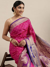 Pandadi Saree Women's  Banarasi Silk Saree With Unstitched Blouse Piece