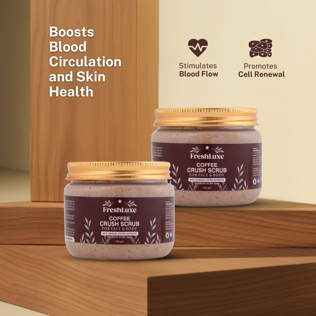 FreshLuxe Coffee Crush Body & Face Scrub | Exfoliation & De-Tan | Enriched with Walnut Powder | Unisex | 140g