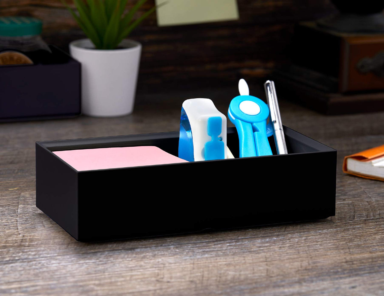 Bostitch Office Konnect Desk Organizer Accessory Tray & Storage Cup Bundle, Stacks for Desktop Storage, Black Storage Cup Kit