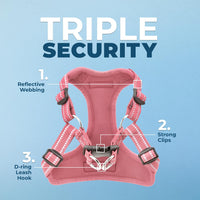 Best Pet Supplies Voyager Adjustable Dog Harness with Reflective Stripes for Walking, Jogging, Heavy-Duty Full Body No Pull Vest with Leash D-Ring, Breathable All-Weather - Harness (Pink), S