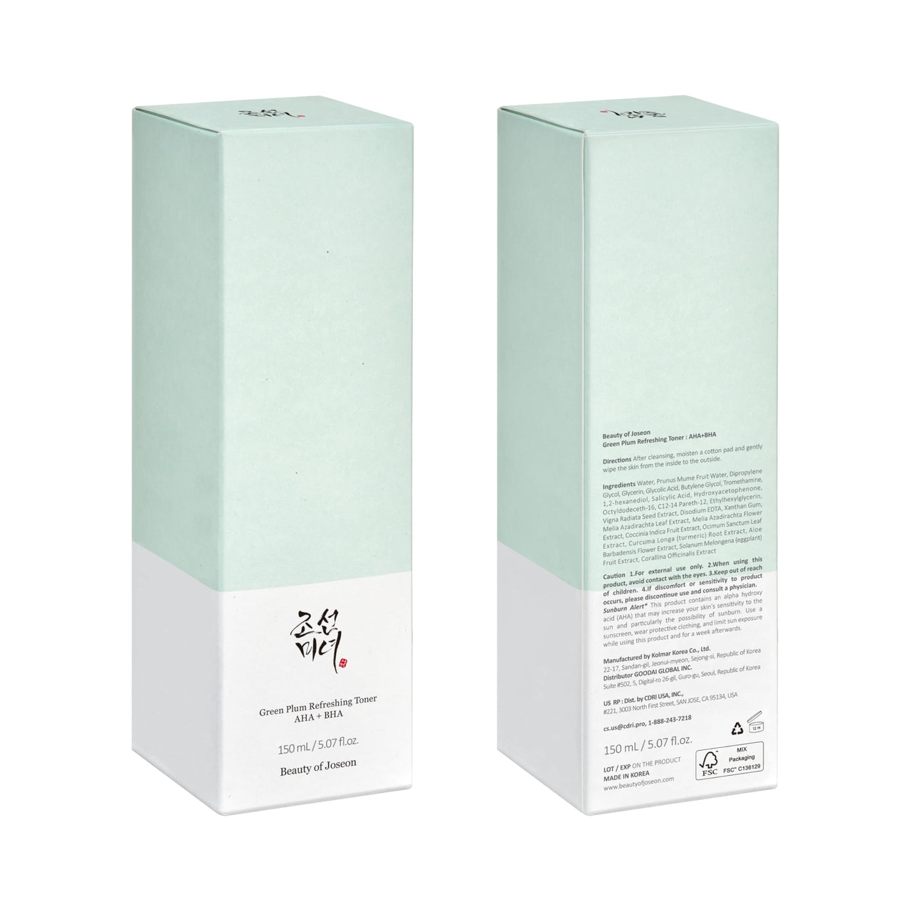 [Beauty of Joseon] Green Plum Refreshing Toner AHA + BHA (150ml) – Korean Face Toner for Gentle Exfoliation, Smooth Texture & Balanced Skin