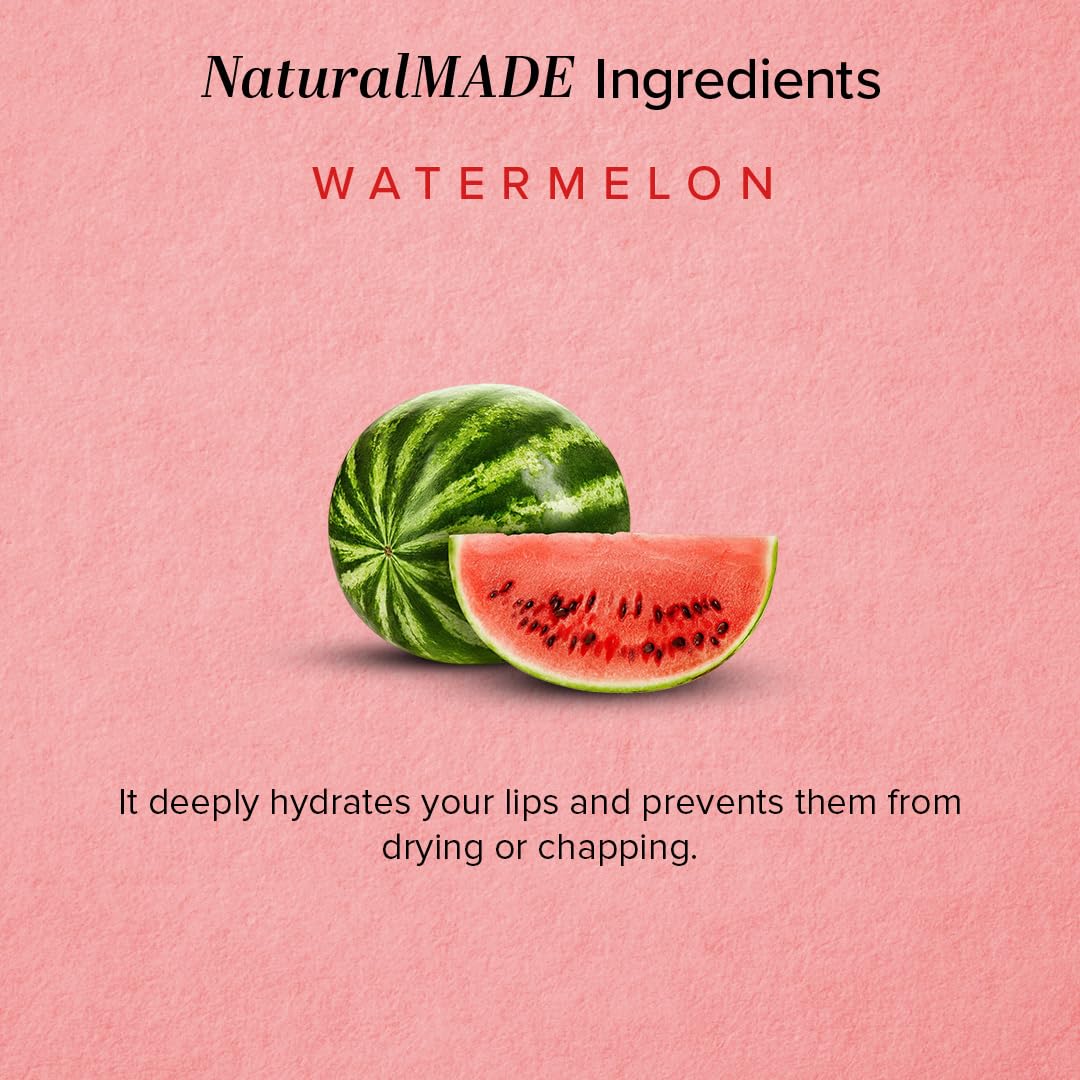 Khadi Natural Watermelon Lip Balm with Beeswax and Shea Butter| Lip Balm for Soft Lips | Nourishing Lip Balm for Dry Lips | Unisex Lip Balm| 5g